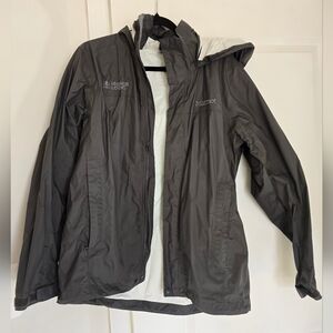 Marmot Mens Rain Jacket With Hood Dark Gray Size Medium